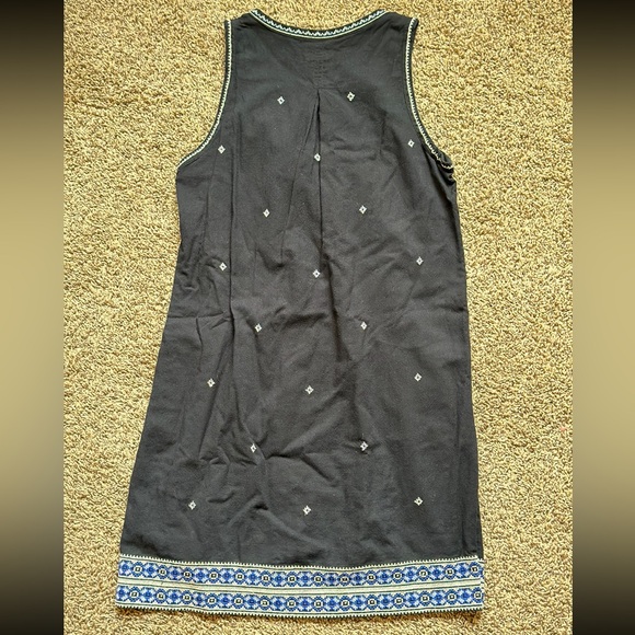 Madewell Suncoast Embroidered Sleeveless Shift Dress Pockets Tassels Black Sz 2 - Picture 3 of 3
